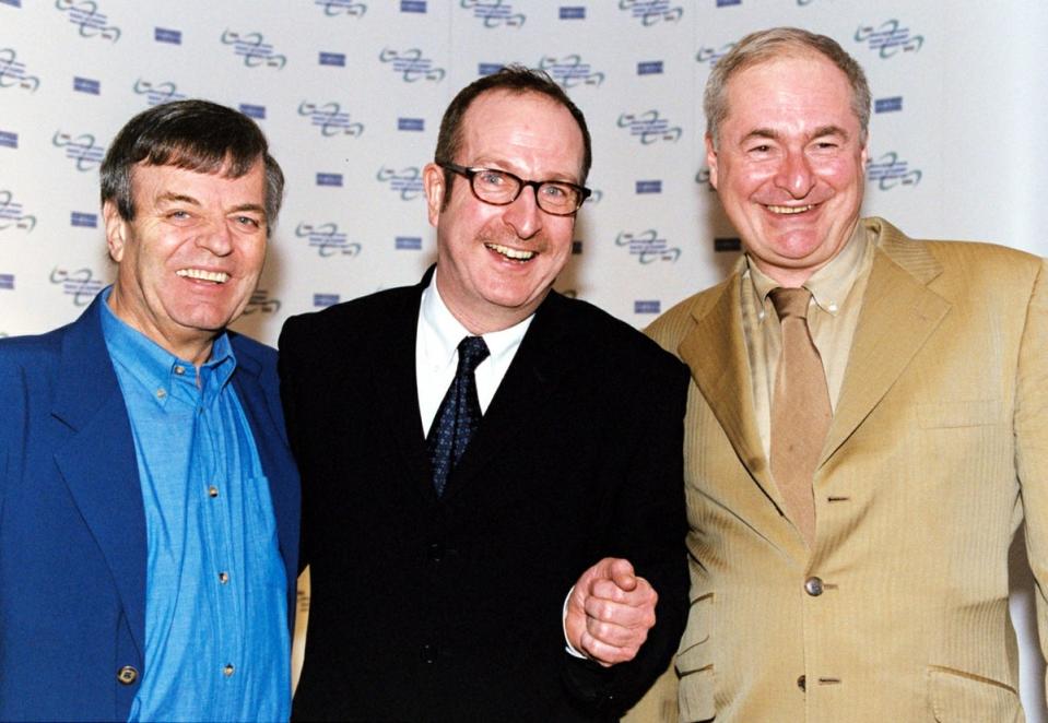 Radio DJs Tony Blackburn (left), Steve Wright and Paul Gambachini (right) (PA)