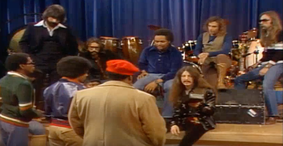 The Doobie Brothers confront Rerun and his giant tape recorder on <em>What’s Happening!!</em> (Photo: YouTube)