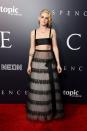 <p>The 31 year-old wore a bralette and tulle skirt from Chanel's AW21 Couture collection for the Los Angeles premiere of Spencer. </p>