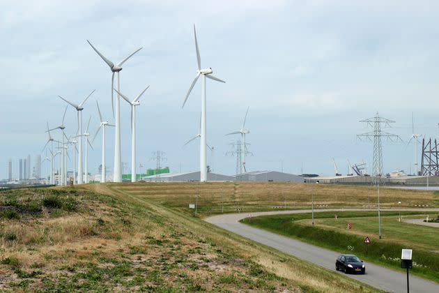 Wind turbines near the Borssele Nuclear Power Station. (Photo: Alexander C. Kaufman/HuffPost)