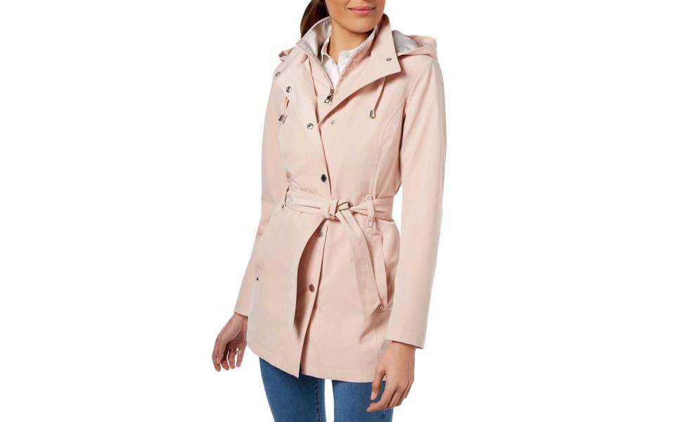 Nautica Belted Hooded Raincoat