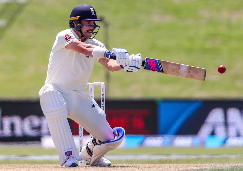 Englands Rory Burns plays a shot during the first day of the first cricket Test between England and New Zealand at Bay Oval in Mount Maunganui on November 21, 2019. (Photo by DAVID GRAY / AFP) (Photo by DAVID GRAY/AFP via Getty Images)