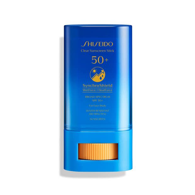 <p>Shiseido Clear Sunscreen Stick, $30, <a href="https://howl.me/cj6A8Eyxdnj" rel="nofollow noopener" target="_blank" data-ylk="slk:available here;elm:context_link;itc:0;sec:content-canvas" class="link ">available here</a></p>