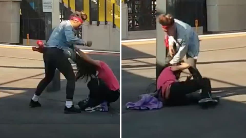 The woman was stomped, kicked and punched on a Melbourne train platform. Source: Facebook.