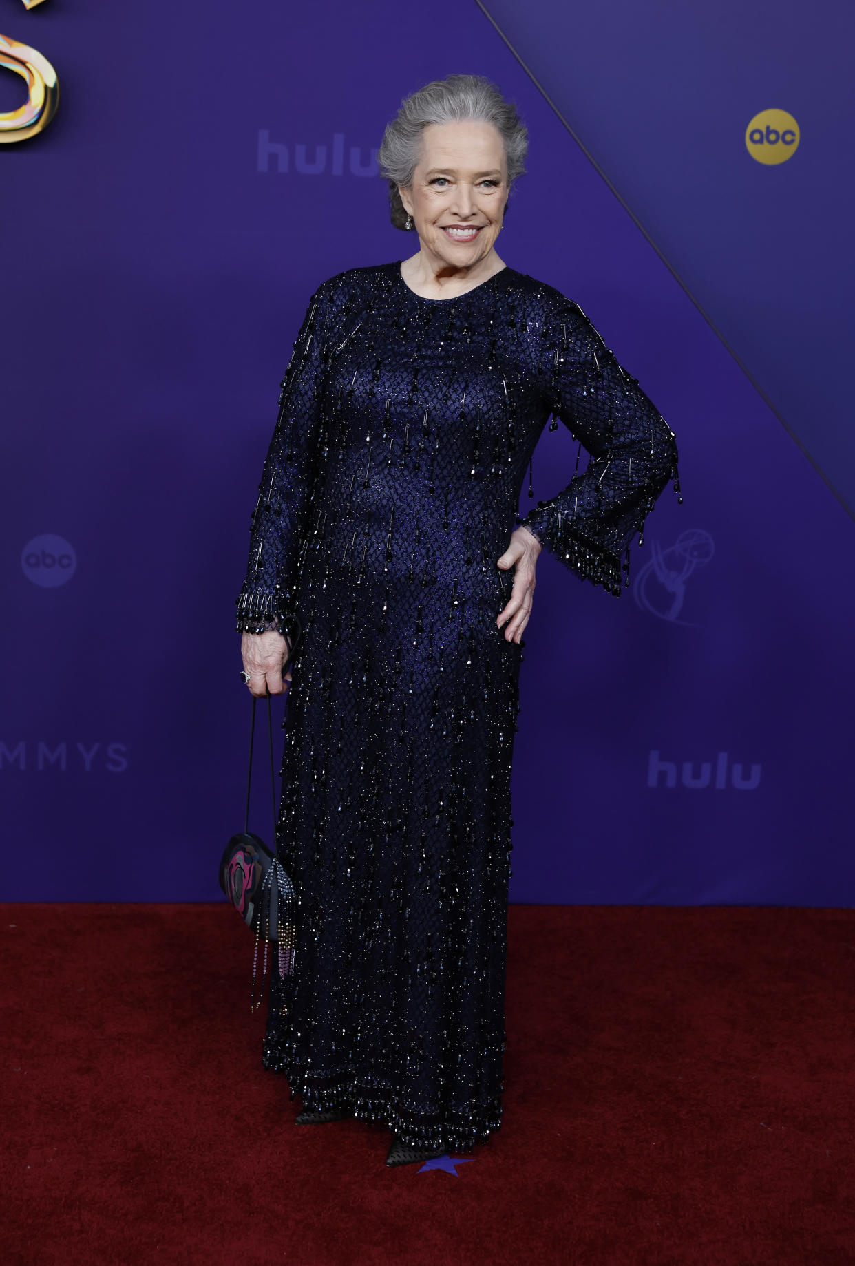 LOS ANGELES, CA - September 15, 2024 -  Kathy Bates arriving at the 76th Primetime Emmy Awards at the Peacock Theater on Sunday, September 15, 2024 (Allen J. Schaben / Los Angeles Times via Getty Images)