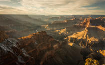 <p>Cut to a depth of over a mile by the Colorado River, the Grand Canyon stretches 277 miles long and 18 miles wide, making it the largest canyon in the country. Well over four million visitors visit each year, so those looking to avoid the masses may want to consider heading to the less-popular North Rim of the canyon. There’s also a cooler climate here due to its higher elevation, and it’s a great starting point for hikers seeking more remote sections. The North Kaibab Trail is an excellent, albeit strenuous hike that delivers visitors into the heart of the canyon. Experts recommend completing it in no less than two days.</p>