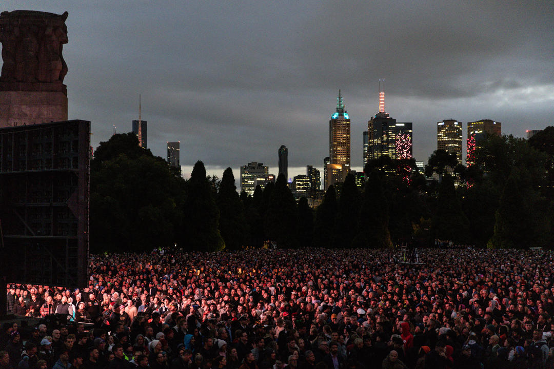 People gather at the Shrine of Remembrance in Melbourne. Source: Getty