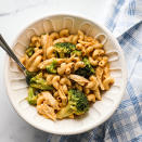 <p>Transform a box of macaroni and cheese for an easy weeknight dinner. Use frozen broccoli, steamed in the microwave, to cut down on prep time. Opt for chickpea-based macaroni and cheese for a boost of protein and fiber. <a href="https://www.eatingwell.com/recipe/7915446/3-ingredient-broccoli-mac-cheese-with-rotisserie-chicken/" rel="nofollow noopener" target="_blank" data-ylk="slk:View Recipe;elm:context_link;itc:0;sec:content-canvas" class="link ">View Recipe</a></p>