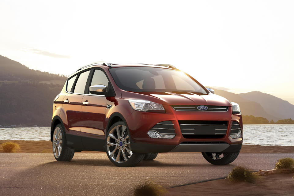 This undated photo provided by Ford shows the 2016 Ford Escape, a small crossover SUV. On upper trim levels, it comes with auto-dimming mirrors, blind-spot monitoring and automated parking. (Ford Motor Co. via AP)