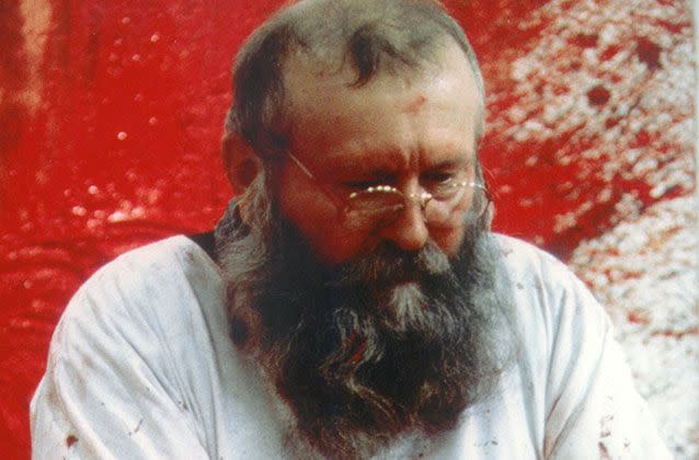 Animal activists lobby to shut down an exhibit by Hermann Nitsch, 78, known for using animal carcasses and blood in his performance-based installations, representing slaughters and religious sacrifices. Picture: Supplied by artist