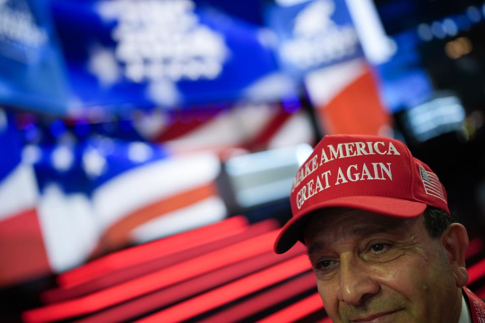 An attendee wears a Make America Great Again hat ahead of the start of the first day of the Republican National Convention at the Fiserv Forum on July 15, 2024 in Milwaukee, Wisconsin. Delegates, politicians, and the Republican faithful are in Milwaukee for the annual convention, concluding with former President Donald Trump accepting his party's presidential nomination. The RNC takes place from July 15-18.