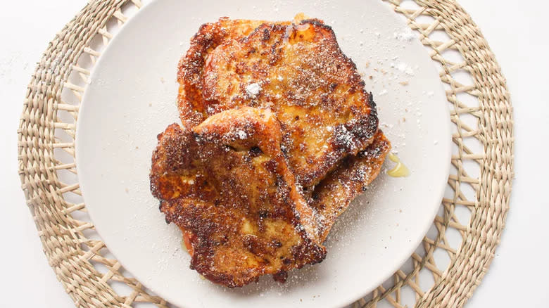French toast with syrup and powdered sugar