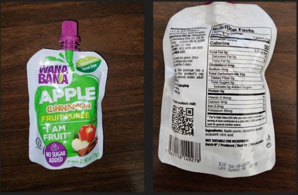 The U.S. Food and Drug Administration is advising for consumers not to buy or feed WanaBana apple cinnamon fruit puree pouches to toddlers and young children because the product may contain elevated levels of lead.