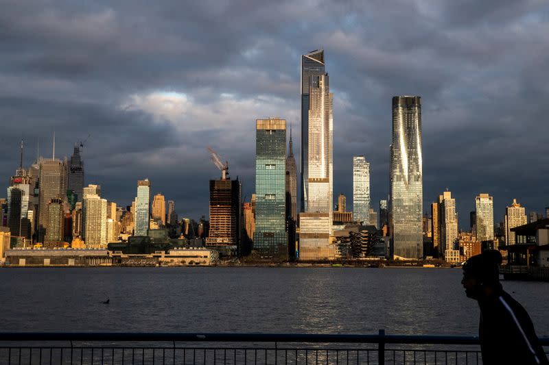 FILE PHOTO: A view of the New York City skyline of Manhattan and the Hudson River as seen from Weehawken, New Jersey