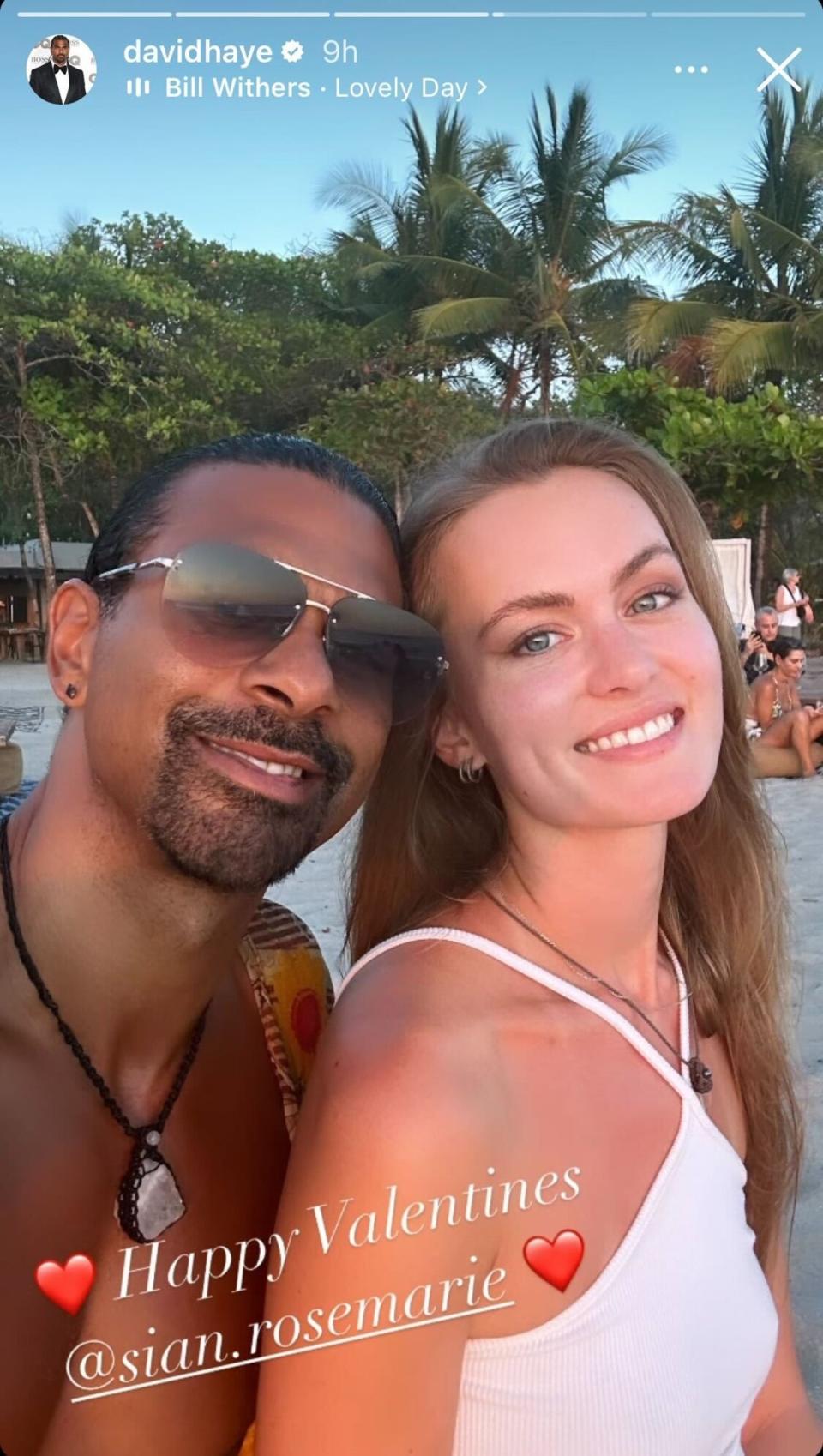 David Haye wishes girlfriend Sian Osborne a Happy Valentine’s Day (Instagram/David Haye)