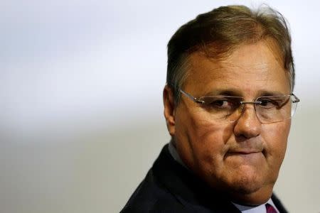 Brazil's Minister Chief of the Secretary Office of Government Geddel Vieira Lima looks on during a meeting with deputies and government leaders of the Chamber of Deputies, in his office at the Planalto Palace in Brasilia, Brazil, November 22, 2016. REUTERS/Ueslei Marcelino