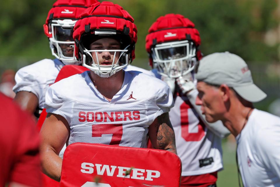 Linebacker Jaren Kanak (7) is hoping for a breakout sophomore season with the OU football team.