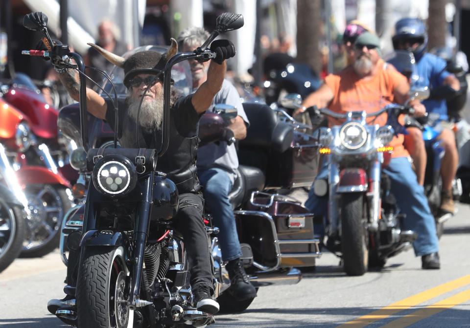 Riders cruise Main Street at the 2022 edition of Biketoberfest in Daytona Beach. The fall motorcycle event returns Oct. 19-22.