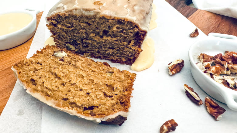 sliced bread loaf with pecans