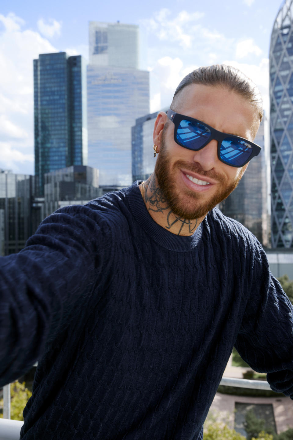 Sergio Ramos in <a href="https://wwd.com/fashion-news/fashion-scoops/tommy-hilfiger-sport-eyewear-outdoor-safilo-1235598369/" rel="nofollow noopener" target="_blank" data-ylk="slk:Tommy Hilfiger;elm:context_link;itc:0;sec:content-canvas" class="link ">Tommy Hilfiger</a> eyewear.