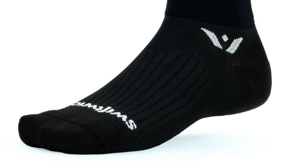 Swiftwick’s ankle-high Aspire One is our favorite training sock that, worn with sneaker-style shoes, meets military requirements for no visible logo. (Courtesy Swiftwick)