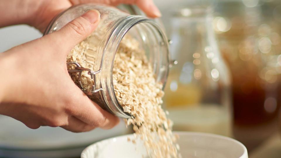 Oats in a glass jar