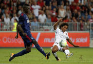 Soccer Football - Champions League - OGC Nice vs Ajax Amsterdam - Third Qualifying Round First Leg - Nice, France - July 26, 2017 Ajax's Davinson Sanchez in action with Nice's Vincent Marcel REUTERS/Eric Gaillard