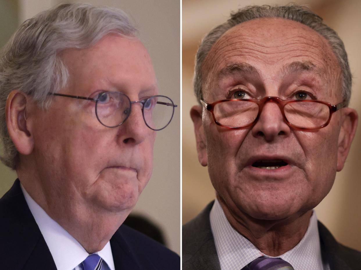 Senate Minority Leader Sen. Mitch McConnell (left) and Senate Majority Leader Chuck Schumer