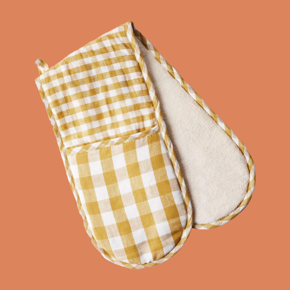 Food52 Gingham Linen Double Oven Mitt