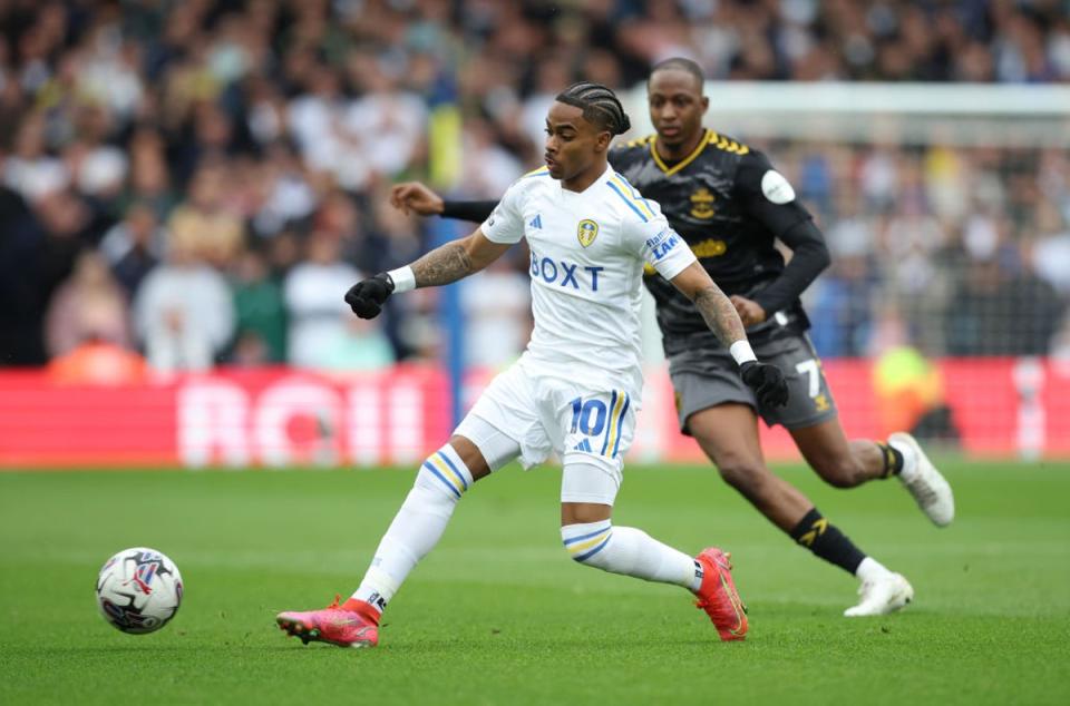 Crysencio Summerville and his Leeds team lost 2-1 at home to Southampton on the final day of the regular Championship season  (Getty)