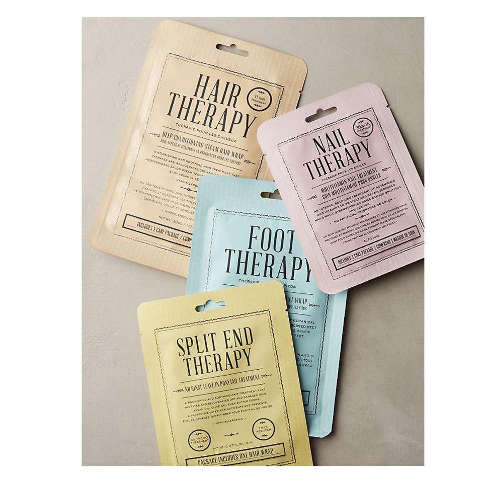 <p>The self-care treat for anyone who needs a bit of pampering, this set of luxurious body masks includes a multivitamin nail treatment, exfoliating foot wrap, deep conditioning hair mask, and rejuvenating split-end therapy wrap. <a href="https://click.linksynergy.com/deeplink?id=93xLBvPhAeE&mid=39789&murl=https%3A%2F%2Fwww.anthropologie.com%2Fshop%2Fkocostar-therapy-kit%3Fcolor%3D000%26type%3DSTANDARD%26size%3DOne%2520Size%26quantity%3D1&u1=RS29GiftsUnder25ThatStillFeelSpecialmseaverGifGal2600819202011I" rel="nofollow noopener" target="_blank" data-ylk="slk:$24, anthroplogie.com;elm:context_link;itc:0;sec:content-canvas" class="link ">$24, anthroplogie.com</a></p>