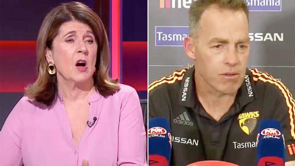 Seen here, AFL journalist Caroline Wilson and Hawthorn coach Alastair Clarkson.