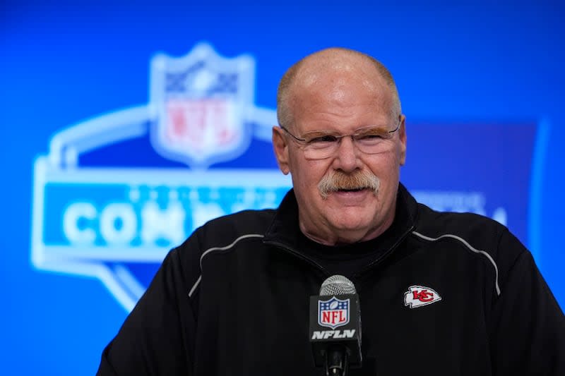 Kansas City Chiefs head coach Andy Reid speaks during a press conference at the NFL football scouting combine in Indianapolis, Tuesday, Feb. 27, 2024. | Michael Conroy