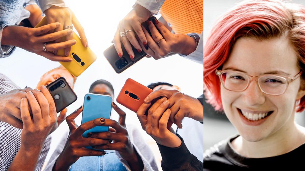diverse group young adults cellphones Upholding privacy connected world OPED Erica Portnoy