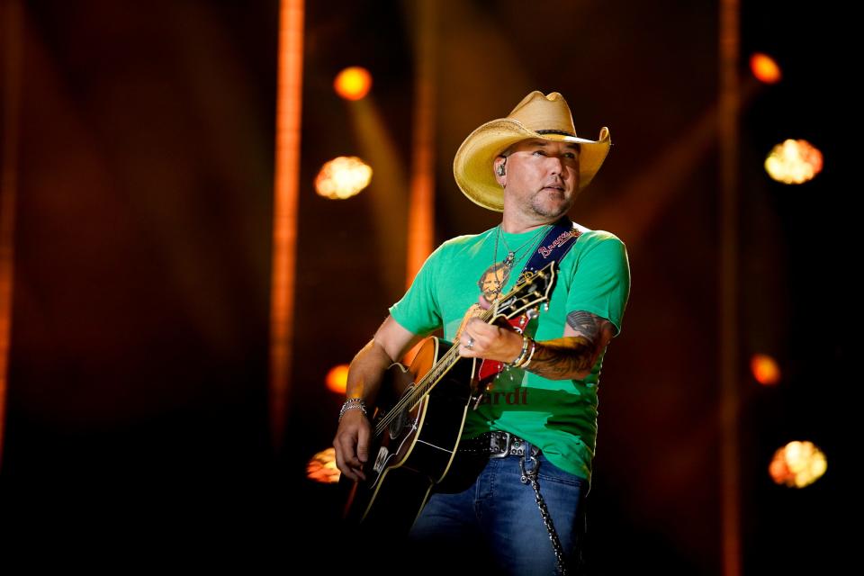 Jason Aldean performs during CMA Fest at Nissan Stadium early in the morning on Saturday, June 10, 2023, in Nashville, Tennessee.