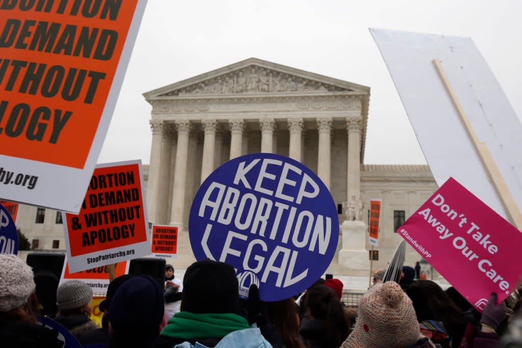 Pro-abortion rights advocates outside the U.S. Supreme Court in 2016. Abortion rights is a key agenda issue for National Voter Registration Day 2022, which was Sept. 20. (AP Photo/Alex Brandon, File)