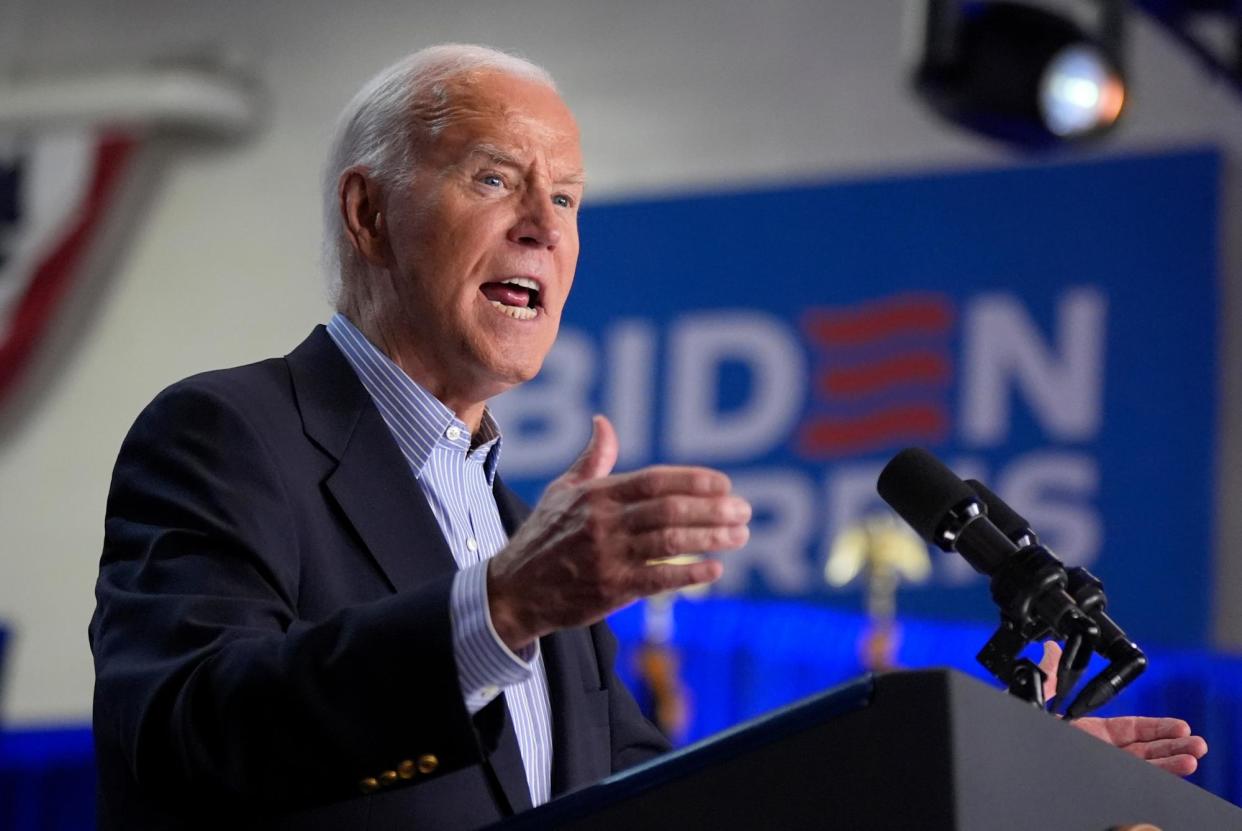 <span>Joe Biden campaigns in Madison, Wisconsin, on 5 July 2024.</span><span>Photograph: Manuel Balce Ceneta/AP</span>