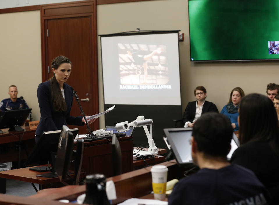 Rachael Denhollander testificando durante el juicio contra Nassar.