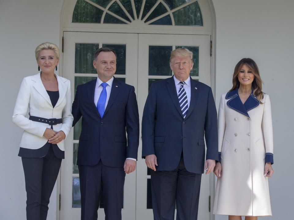 Donald and Melania Trump with the president and first lady of Poland.