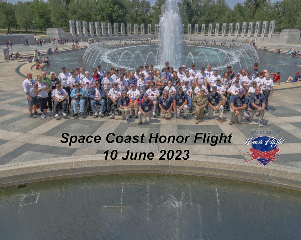Group photo of the Space Coast Honor Flight 73.