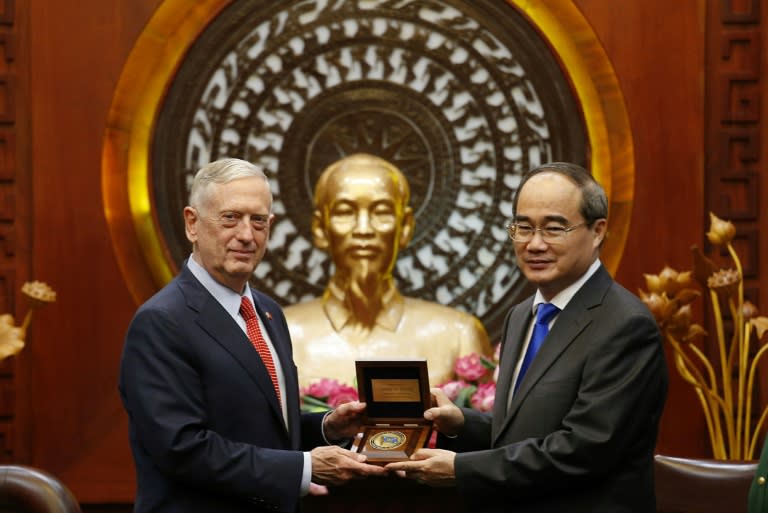 Defense Secretary Jim Mattis meets with Ho Chi Minh City's communist party chief Nguyen Thien Nhan