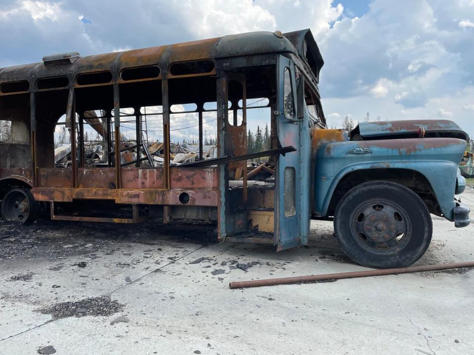 A school bus in Yellowhead County, near the hamlet of Wildwood, was completely destroyed by fire.