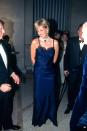 In December 1996, Princess Diana would make history — unknowingly, actually — by attending the Met Gala dedicated to Christian Dior in this navy dress slip dress that would soon become an iconic piece of fashion. However, <a href="https://www.elle.com/uk/fashion/celebrity-style/a26340204/princess-diana-almost-didnt-wear-iconic-navy-dior-slip-dress-for-fear-of-embarrassing-prince-william/" rel="nofollow noopener" target="_blank" data-ylk="slk:she almost didn't wear it;elm:context_link;itc:0;sec:content-canvas" class="link ">she almost didn't wear it</a>, thinking it might be too revealing and embarrassing for her then-14-year-old son William. Well, thank God she did!