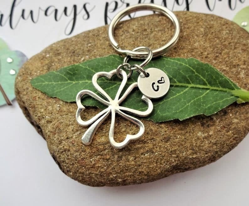 15) Personalized 4-Leaf Clover Keychain