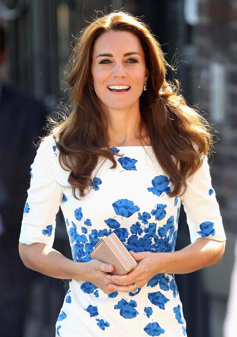 The Duchess of Cambridge with the Nina clutch at Youthscape on August 24, 2016. [Photo: Getty]