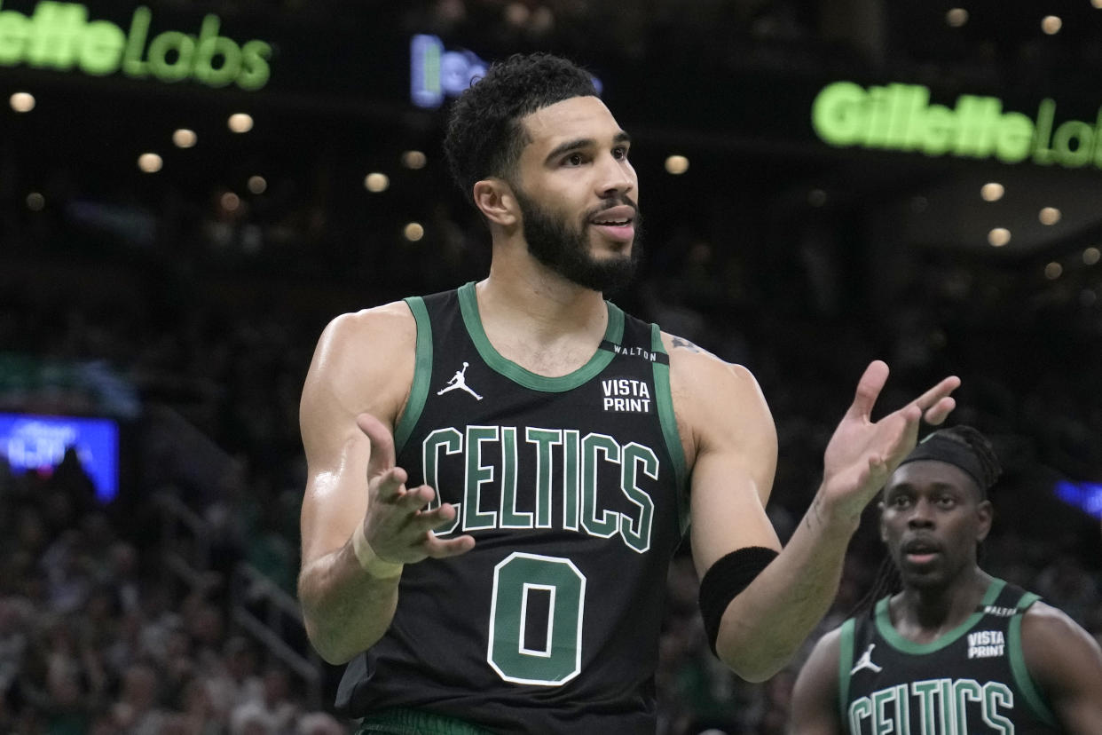 Jayson Tatum and the Celtics are in the rare position of being underdogs for Game 3. (AP Photo/Steven Senne)