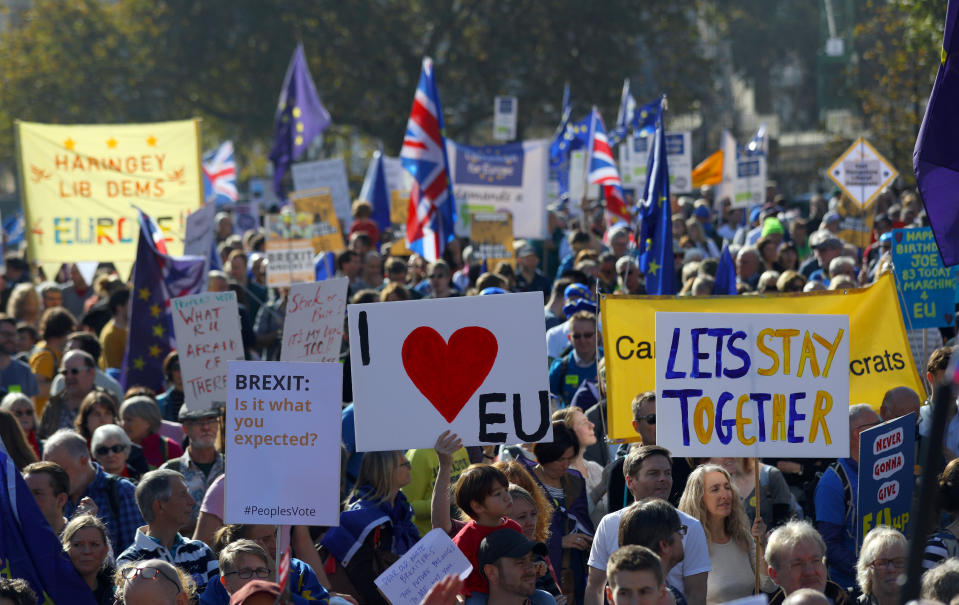 Organisers of the People’s Vote march said 700,000 people demonstrated in favour of a second referendum (Reuters)