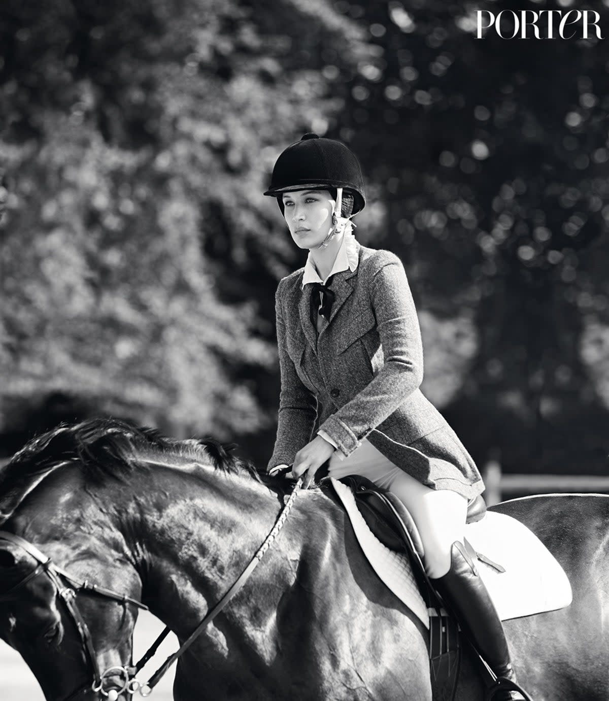 Bella Hadid was a near-Olympic level rider (Sebastian Faena for PORTER)