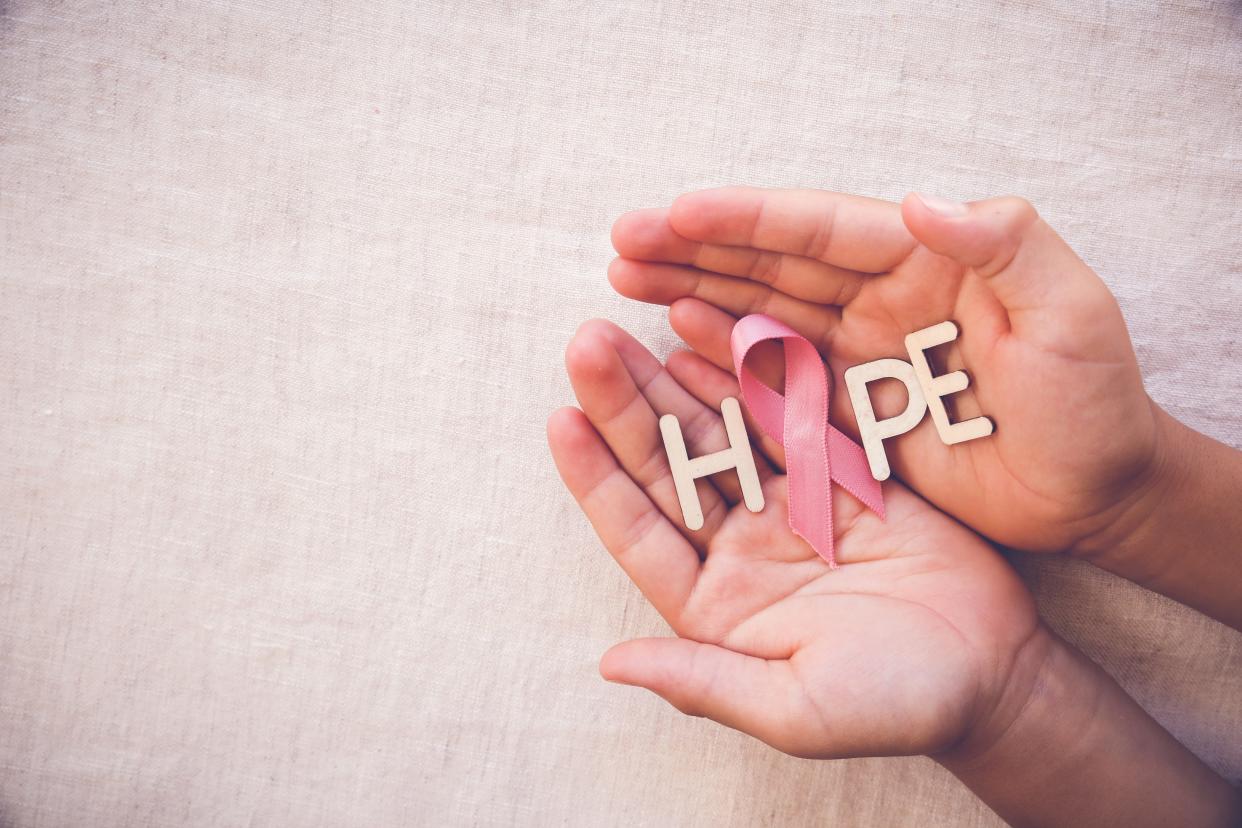 Pink Ribbon and HOPE for breast cancer awareness