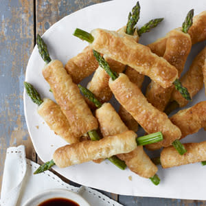 Pastry-Wrapped Asparagus with Balsamic Dipping Sauce